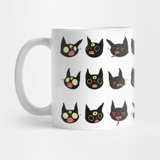 Creepy Cute Black Cat Faces Mug